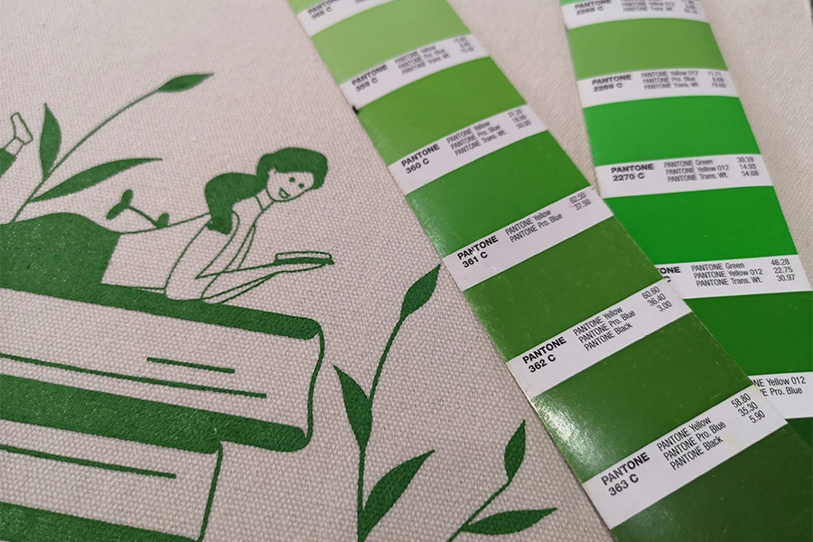 Nuancier pantone vert pour sérigraphie textile